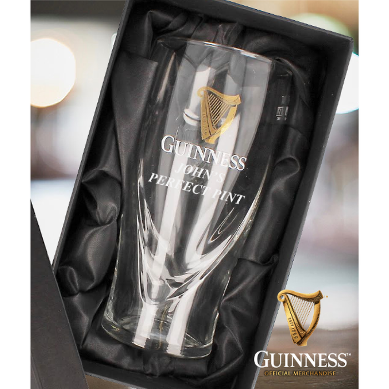 Guinness 540ml Pint Glass With Engraving and Gift Box